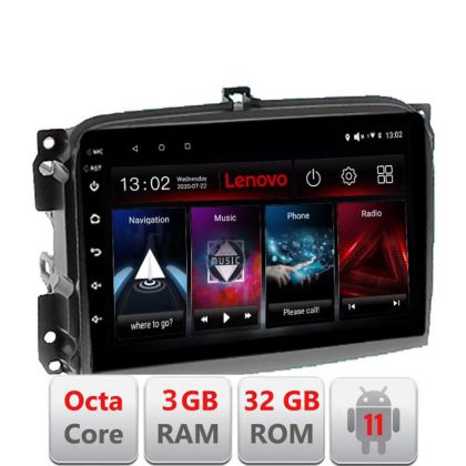 Navigatie Fiat 500L 2012-2017 D-500L Octa Core cu Android Radio Bluetooth Internet GPS WIFI DSP 3+32 GB 4G KIT- LENOVO LITE