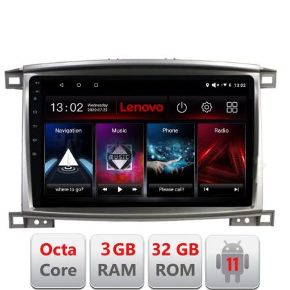 Navigatie Toyota Land Cruiser L100 2002-2008 Octa Core cu Android Radio Bluetooth Internet GPS WIFI DSP 3+32GB LENOVO LITE