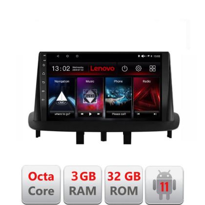 Navigatie Renault Megane 3 D-145 Octa Core cu Android Radio Bluetooth Internet GPS WIFI DSP 3+32 GB 4G KIT-145+ LENOVO LITE