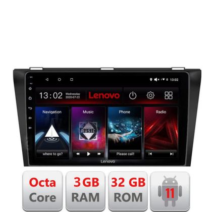 Navigatie Mazda 3 2004-2009 D-161 Octa Core cu Android Radio Bluetooth Internet GPS WIFI DSP 3+32 GB 4G KIT-161 LENOVO LITE