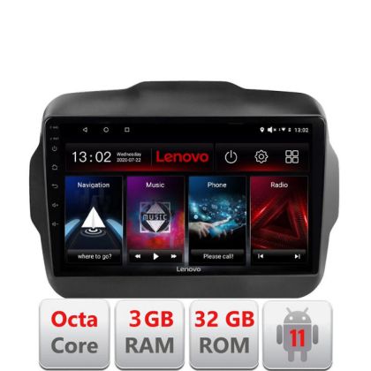 Navigatie Jeep Renegade 2015-2017 D-500 Octa Core cu Android Radio Bluetooth Internet GPS WIFI DSP 3+32 GB 4G LENOVO LITE