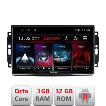 Navigatie Chrysler Jeep D-202 Octa Core cu Android Radio Bluetooth Internet GPS WIFI DSP 3+32 GB 4G KIT-202+EDT LENOVO LITE