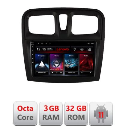 Navigatie Dacia Sandero 2012-2020 var B Octa Core cu Android Radio Bluetooth Internet GPS WIFI DSP 3+32 GB 4G LENOVO LITE