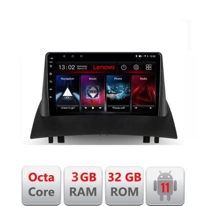 Navigatie Renault Megane 2 D-098 Octa Core cu Android Radio Bluetooth Internet GPS WIFI DSP 3+32 GB 4G KIT-098+ LENOVO LITE