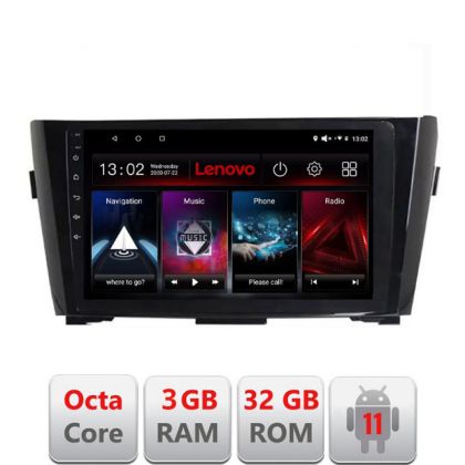 Navigatie Nissan Qashqai D-353 Octa Core cu Android Radio Bluetooth Internet GPS WIFI DSP 3+32 GB 4G KIT-353+ED LENOVO LITE