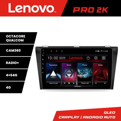 Navigatie Mazda 3 2009-2014 Lenovo Kit-034 8 core QLED 2K 4+64 360 Android Waze USB Navigatie Internet Youtube Radio