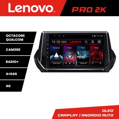 Navigatie Peugeot 2008 2020- Android radio gps internet 8 core QLED 2K 4+64 360 Lenovo