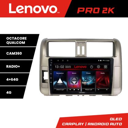 Navigatie Toyota Prado 2010-2013 Lenovo Kit-347 8 core QLED 2K 4+64 360 Android Waze USB Navigatie Internet Youtube Radio