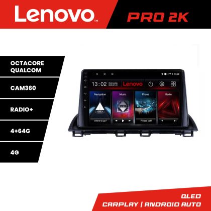 Navigatie Mazda 3 2014-2019 Lenovo Kit-463 8 core QLED 2K 4+64 360 Android Waze USB Navigatie Internet Youtube Radio