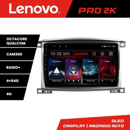 Navigatie Toyota Land Cruiser L100 2002-2008 Lenovo Kit-L100 8 core QLED 2K 4+64 360 Android Waze USB Navigatie Internet Youtube Radio