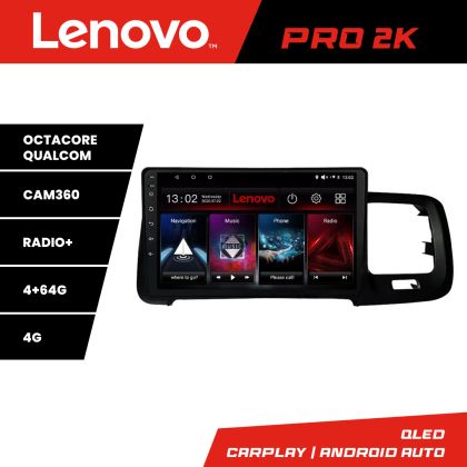 Navigatie Volvo S60 2008-2014 Lenovo Kit-s60-08 8 core QLED 2K 4+64 360 Android Waze USB Navigatie Internet Youtube Radio