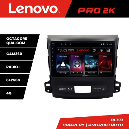 Navigatie Mitsubishi Outlander 2010 Lenovo Kit-056 8 core QLED 2K 8+256 360 Android Waze USB Navigatie Internet Youtube Radio