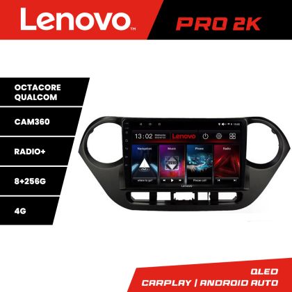 Navigatie Hyundai I10 2013-2019 Lenovo Kit-HY38 8 core QLED 2K 8+256 360 Android Waze USB Navigatie Internet Youtube Radio