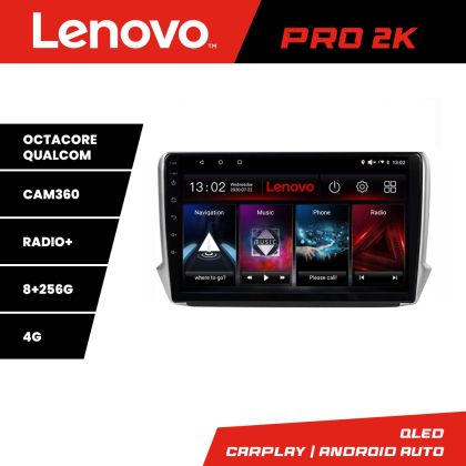 Navigatie Peugeot 208/2008 Lenovo Kit-PSA 8 core QLED 2K 8+256 360 Android Waze USB Navigatie Internet Youtube Radio