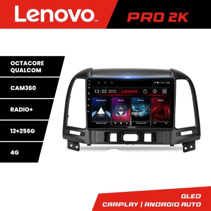 Navigatie Hyundai Santa Fe Lenovo Kit-008 8 core QLED 2K 12+256 360 Android Waze USB Navigatie Internet Youtube Radio