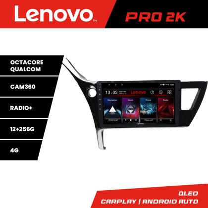 Navigatie Toyota Corolla 2017-Lenovo Kit-COROLLA17 8 core QLED 2K 12+256 360 Android Waze USB Navigatie Internet Youtube Radio