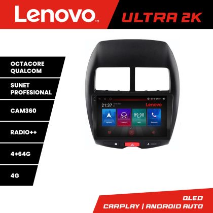 Navigatie Mistubishi ASX Lenovo Kit-026 8 core QLED Qualcomm 4+64 360 Android Waze USB Navigatie Internet Youtube Radio