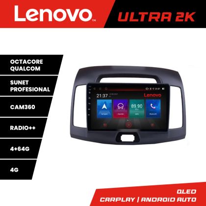 Navigatie Hyundai Elantra 2007-2011 Lenovo Kit-2009 8 core QLED Qualcomm 4+64 360 Android Waze USB Navigatie Internet Youtube Radio