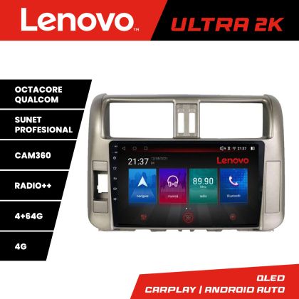 Navigatie Toyota Prado 2010-2013 Lenovo Kit-347 8 core QLED Qualcomm 4+64 360 Android Waze USB Navigatie Internet Youtube Radio