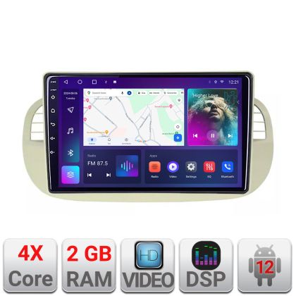 Navigatie Fiat 500 2007-2015 Android radio gps internet  2+32 kit-veloster+EDT-E209v2