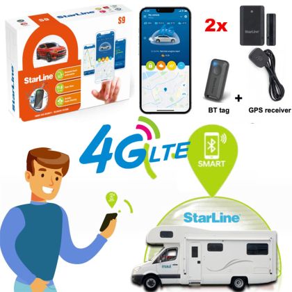 Alarmă auto online Starline CAMPER 2, GSM 4G, integrare CAN-OEM, 2xSIM, Bluetooth, 2xSenzori magnetici wireless