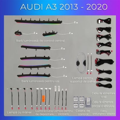 Lumini ambientale Audi A3 8V 2013-2020 set complet control telefon sau sistem original