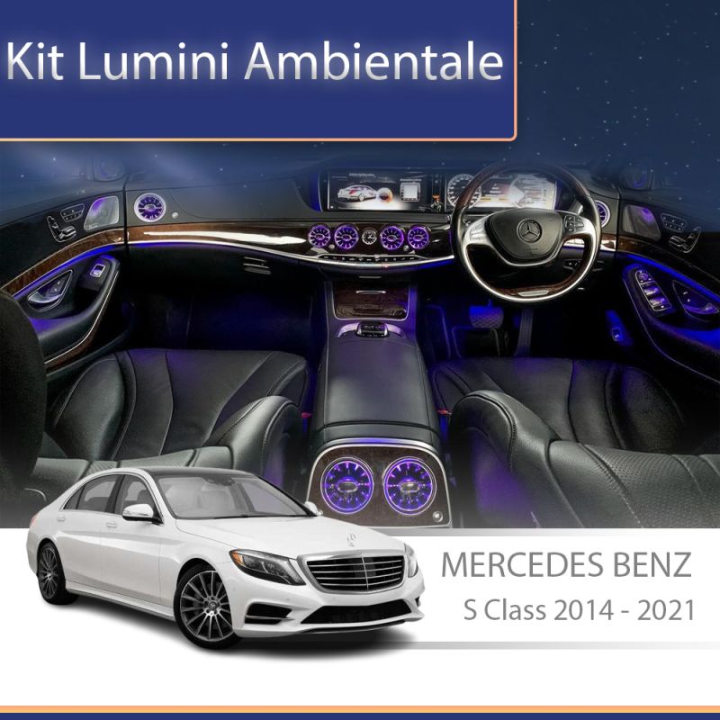 Lumini Ambientale difuzoare stalpi fata Mercedes Clasa S W222 control pe sistemul original sau telefon