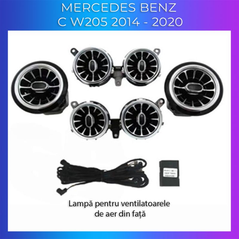 Lumini Ambientale culori ventilatoare fata Mercedes C W205 GLC X253 control pe sistemul original sau telefon