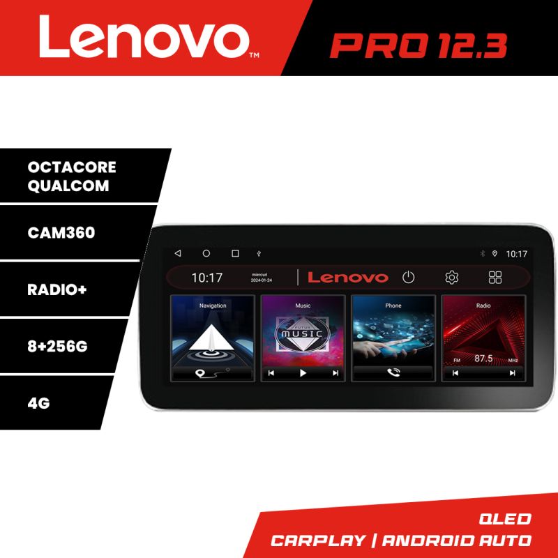 Navigatie Dacia Duster 2023- Lenovo PRO 8+256 12.3 inch qled android 4G DSP gps internet KIT-duster2023