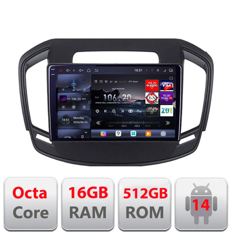 Navigatie Opel Insignia 2014-2017 Edotec Kit-338 8 core QLED 2K 16+512 360 Android Waze USB Navigatie Internet Youtube Radio