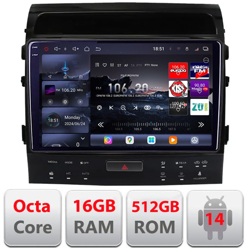 Navigatie Toyota Landcruiser 200 V8 2007-2015 cu navi si 360 Android radio gps internet 8 core QLED 2K 16+512 360 Edotec