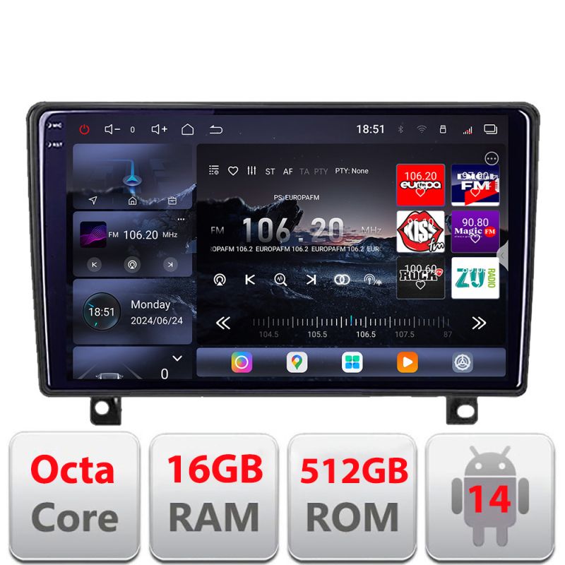 Navigatie Opel Astra H 2006-2015 Android radio gps internet 8 core QLED 2K 16+512 360 Edotec