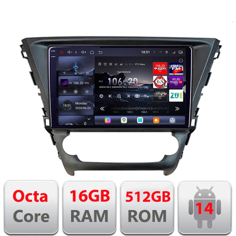 Navigatie Toyota Avensis 2015-2019 Android radio gps internet 8 core QLED 2K 16+512 360 Edotec