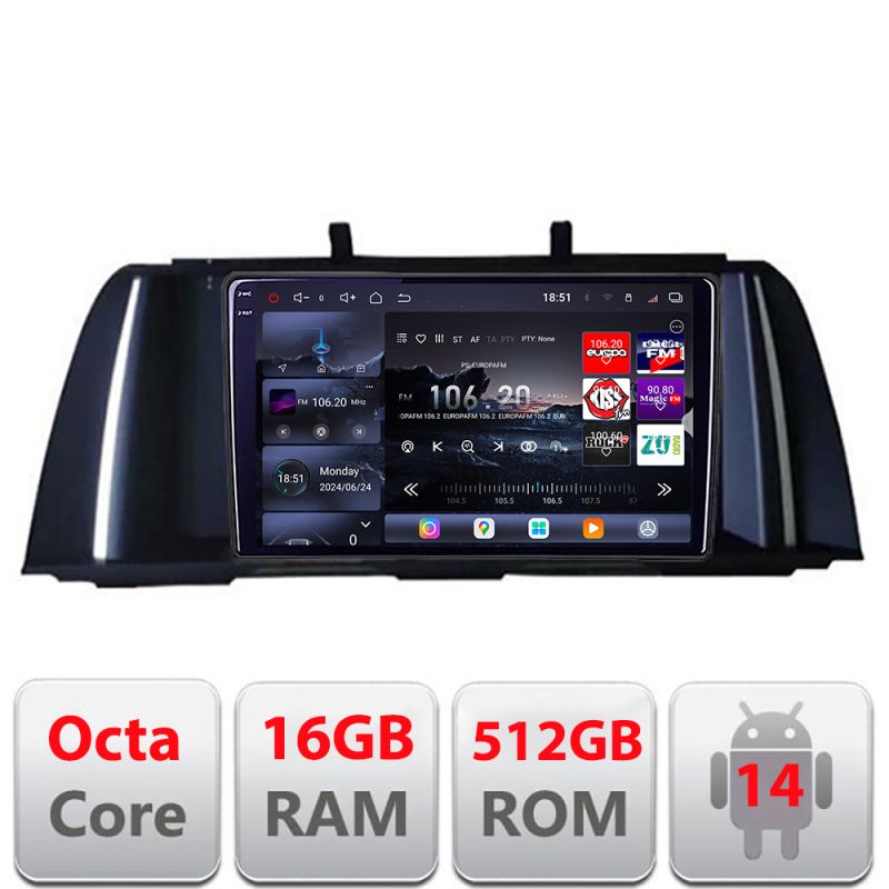 Navigatie Bmw F10 NBT 2012-2016 Android radio bluetooth internet 8 core QLED 2K 16+512 360 Edotec