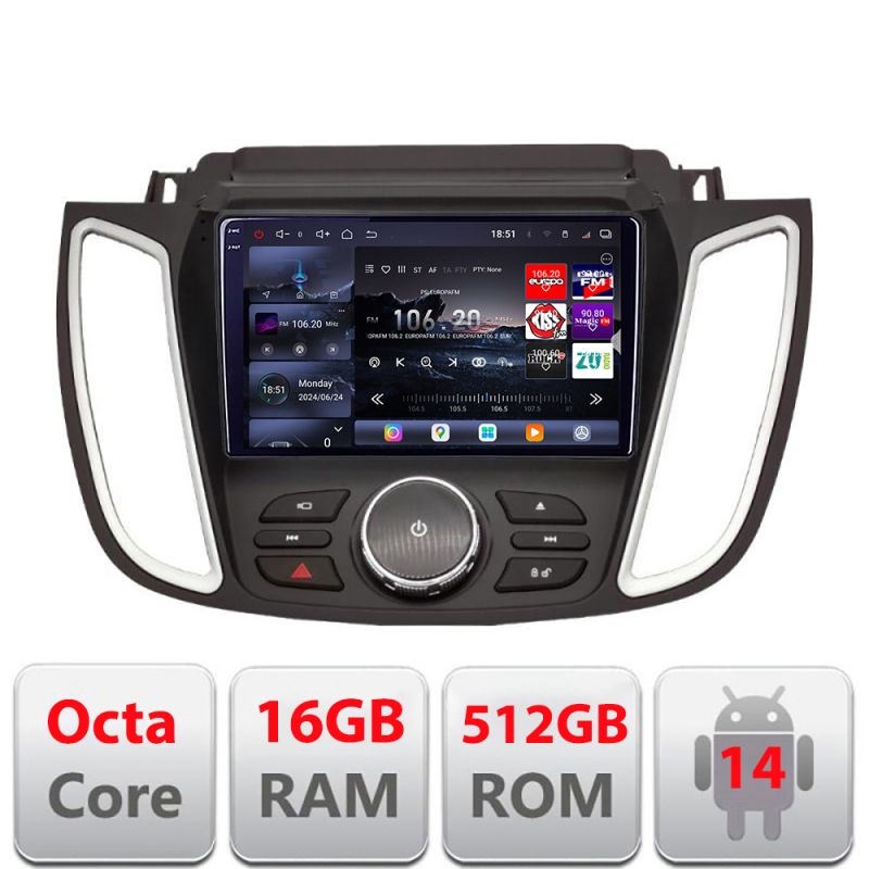 Navigatie Ford Kuga 2015-2020 SYNC2 si SYNC3 8 core QLED 2K 16+512 360 Android Waze USB Navigatie Internet Youtube Radio Edotec