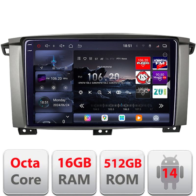 Navigatie Toyota Land Cruiser L100 2002-2006 Android radio gps internet 8 core QLED 2K 16+512 360 Edotec