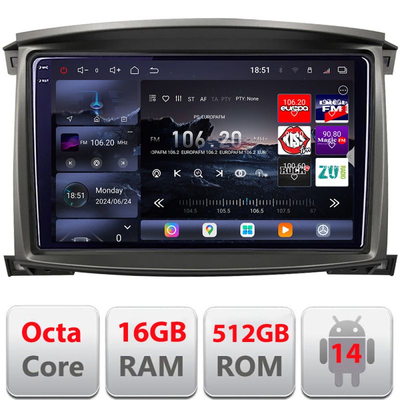 Navigatie Toyota Land Cruiser L100 2002-2006 Android radio gps internet 8 core QLED 2K 16+512 360 Edotec