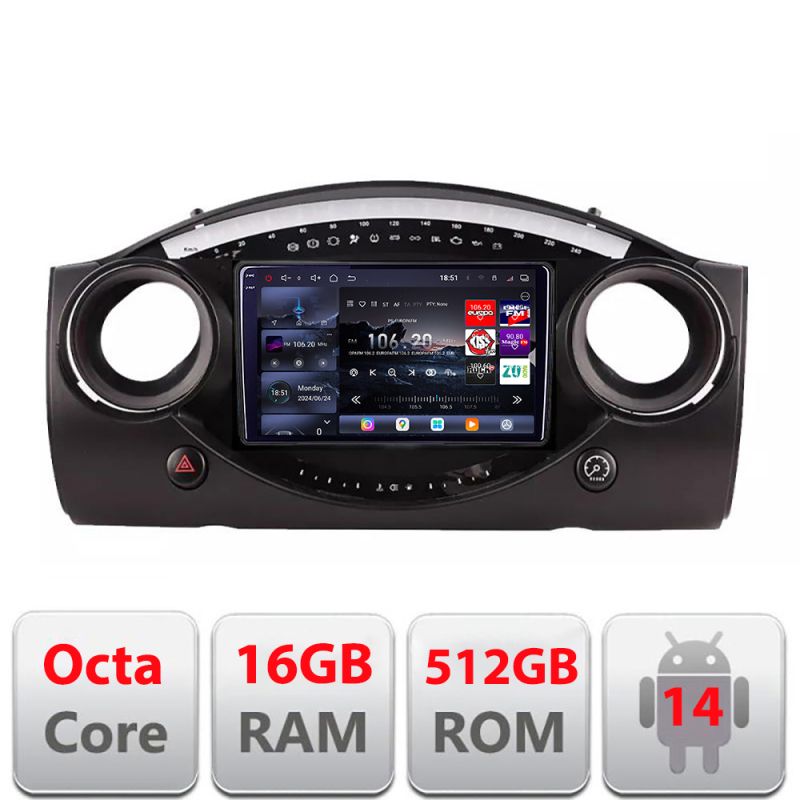 Navigatie Mini intre anii 2004-2006 Android radio gps internet 8 core QLED 2K 16+512 360 Edotec