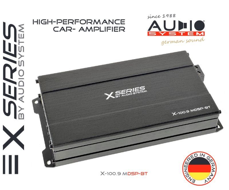 Amplificator cu DSP Audio System X-100.9 DSP-BT camere 360 13 canale 9 amplificate 8x140 si 1x30 watts rms in 2 sau 4 ohm BT camere 360 clasa D dimensiune mica