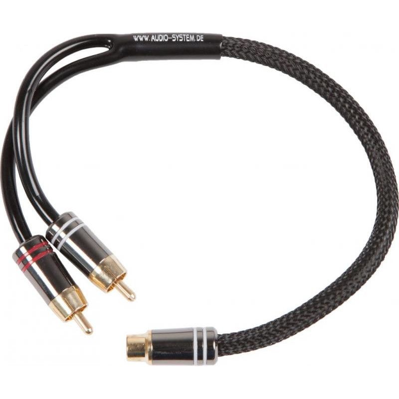 SISTEM AUDIO Cablu RCA high-end (pereche) Cablu Y-RCA OFC de 300 mm (1x M și 2x conector F) cu SNAKE SKIN Conector metalic masiv cu fantă oblică de 8 ori cu pachet blister