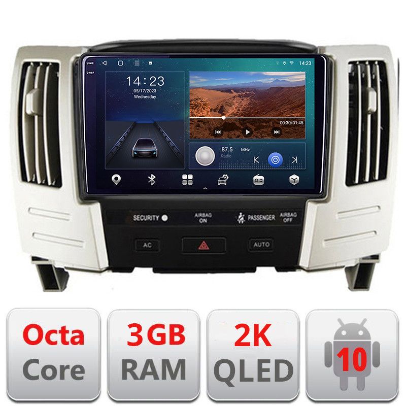 Navigatie Lexus RX300 2003-2008 Android Ecran 2K QLED octa core 3+32 carplay android auto KIT-RX300+EDT-E309V3-2K