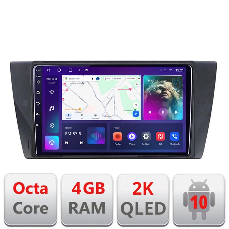 Navigatie BMW Seria 3 E90 C-095 Android Octa Core Ecran 2K QLED GPS 4G 4+32GB 360 KIT-095+EDT-E409-2K