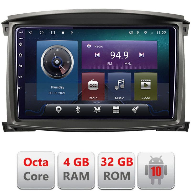 Navigatie Toyota Land Cruiser L100 2002-2006 Android radio gps internet Octa core 4+32 KIT-L105-automatic+EDT-E410