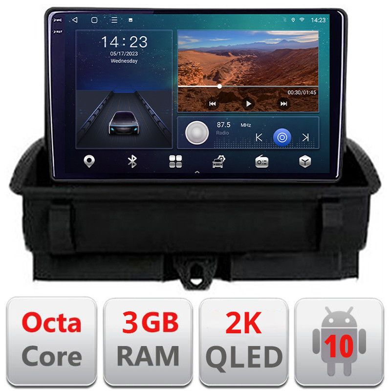 Navigatie Audi Q3 2011-2018 Android Ecran 2K QLED octa core 3+32 carplay android auto KIT-q3+EDT-E309V3-2K