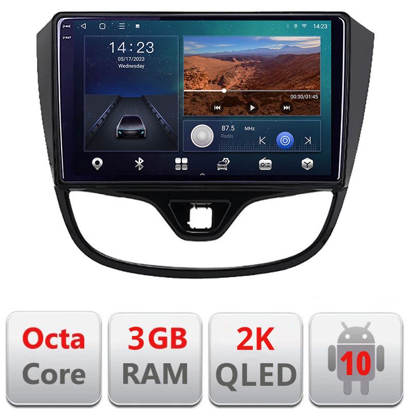 Navigatie Opel Karl 2017- B-karl Android Ecran 2K QLED octa core 3+32 carplay android auto kit-karl+EDT-E310V3-2K