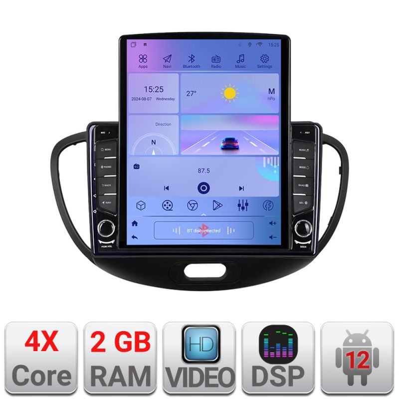 Navigatie HHyundai I10 2007-2013 Android radio gps internet quad core 2+32 ecran vertical 9.7