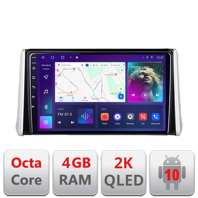 Navigatie Toyota Rav4 2018- C-RAV4 Android Octa Core Ecran 2K QLED GPS 4G 4+32GB 360 KIT-RAV4+EDT-E409-2K