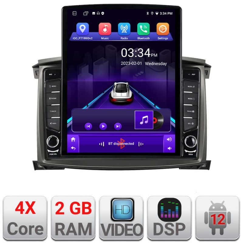 Navigatie Toyota Land Cruiser L100 2002-2006 Android radio gps internet quad core 2+32 ecran vertical 9.7