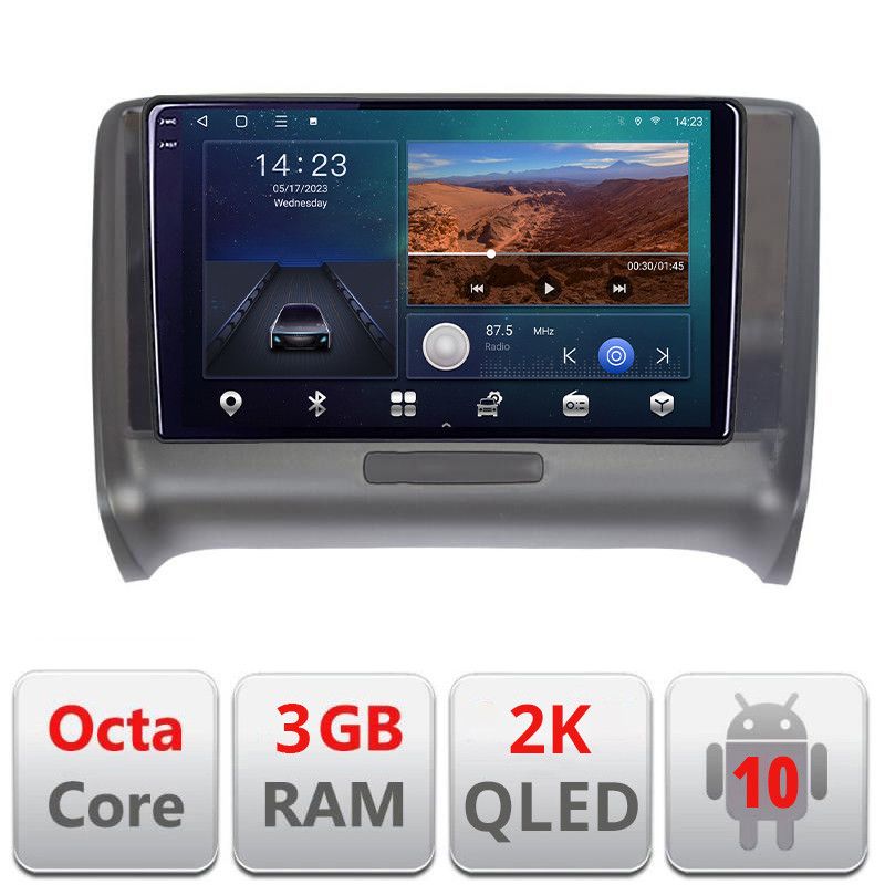 Navigatie Audi TT 2004-2011 Quad Core B-078 Android Ecran 2K QLED octa core 3+32 carplay android auto KIT-078+EDT-E309V3-2K