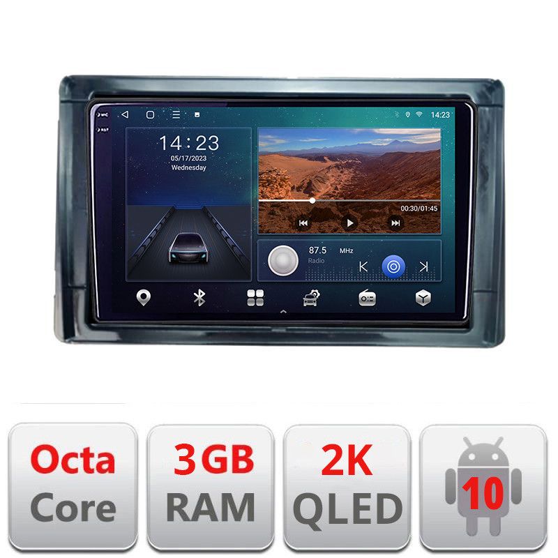 Navigatie Toyota 2DIN B-TY2DIN Android Ecran 2K QLED octa core 3+32 carplay android auto KIT-TY2DIN+EDT-E309V3-2K